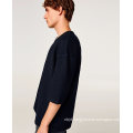 Black Textured Knit Sweater Contrasting Embroidery Tshit